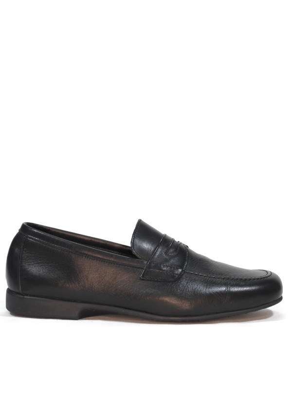 Zapatos mocasines para hombre en piel natural, negro - P1719