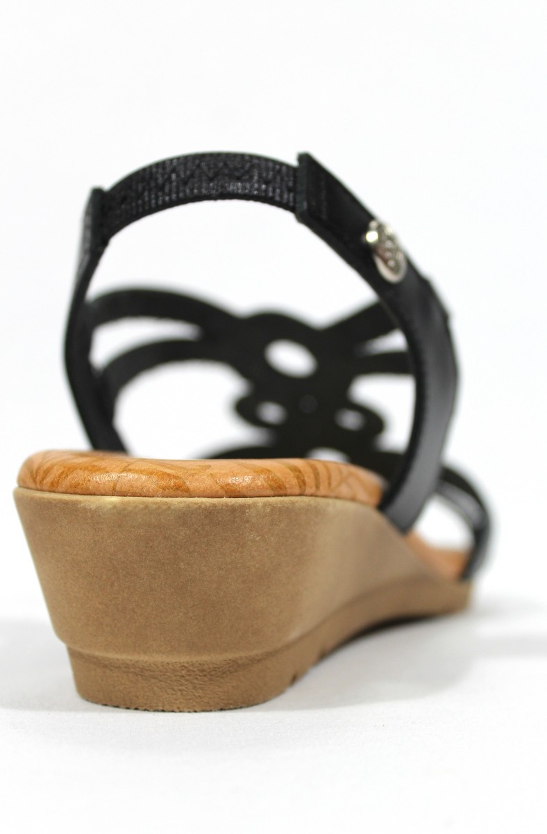 TRISOLES - Sandalia de piel con cuña 4 cm. Elástico en talón. Plantilla de  gel. NEGRO. TRISOLES| Calzados Losada