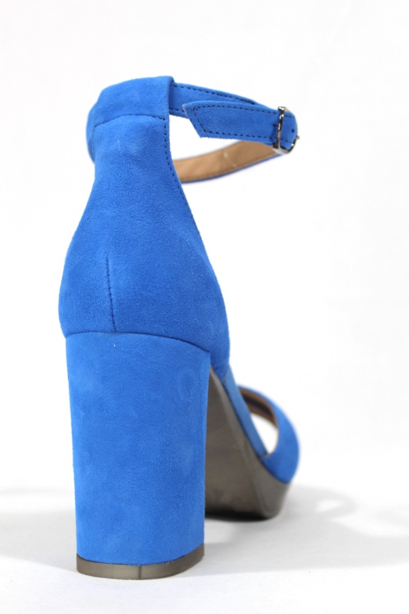 Aja cumpleaños falda DESIREÉ - Sandalia de ante, talonera cerrada, de tacón ancho. Color azul  eléctrico. DESIREÉ| Calzados Losada