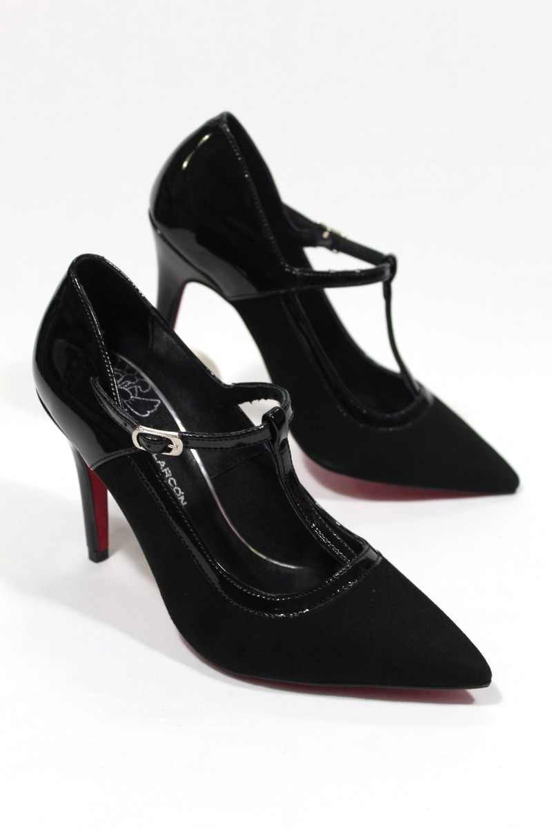 ANGEL ALARCÓN - Zapato pulsera de ante y charol. Negro. ANGEL ALARCÓN|  Calzados Losada
