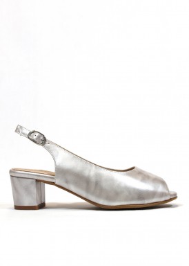 Zapato vestir destalonado abierto en puntera. Color plata. FAP
