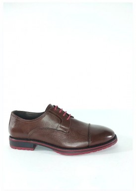 Zapato Cordón marrón con bordillo y cordón granate de Tagore