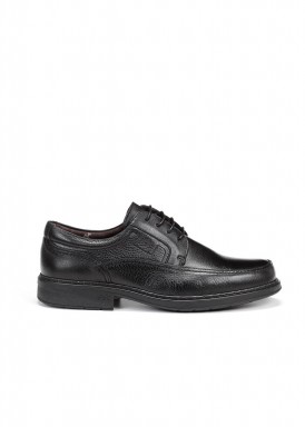 Zapato cordón vestir negro estilo clásico, piso goma de fluchos.